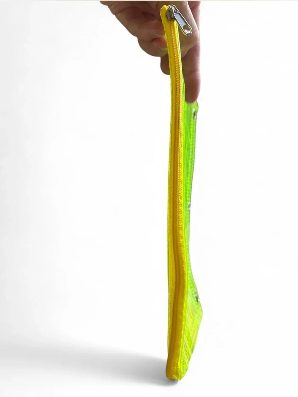 Clear Neon Lime Vinyl Zipper Pouch with Binder Holes